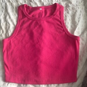 Amazon Pink Fitted Crop Tank Top